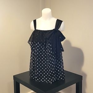 Funky asymmetrical polka-dot tank, size 10/12